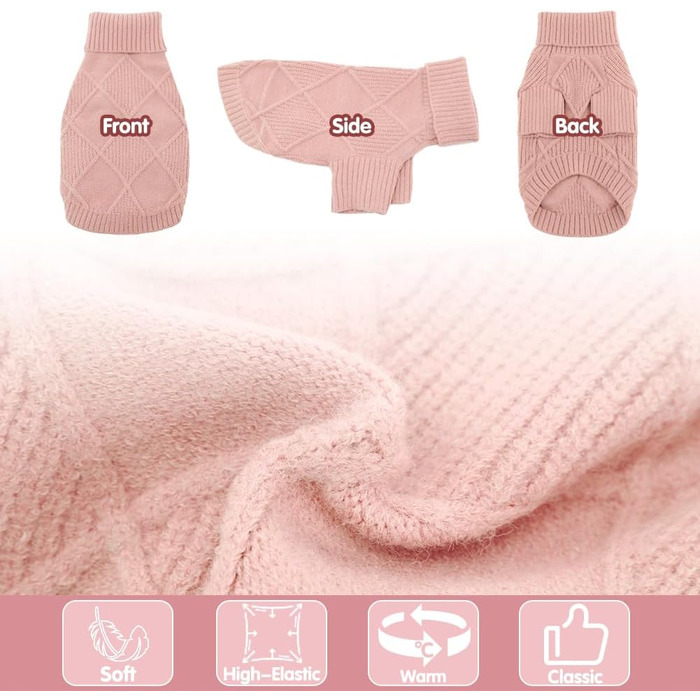 Пуловер для собак великих порід EMUST, теплий, з рукавами, м'який, з коміром-стійкою, зелений, рожевий (XXX-Large)