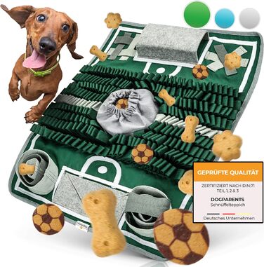 DOGPARENTS Снюфіл-килим для собак Футбольне поле, 8 елементів, міцна іграшка для малих і великих собак, спортивна арена, інтелектуальна іграшка, зелена