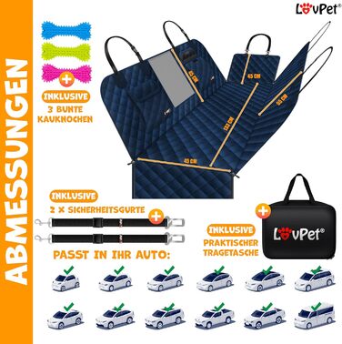 Lovpet® 2в1 водонепроникна автогамак для собак із захистом бортів і вікном, універсальна накидка на заднє сидіння та багажник, темно-синя