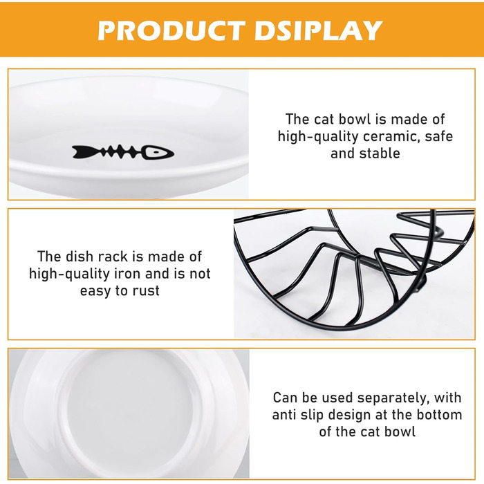 Набір з 2 керамічних годівниць для котів на підставці, підняті миски для кошенят та цуценят