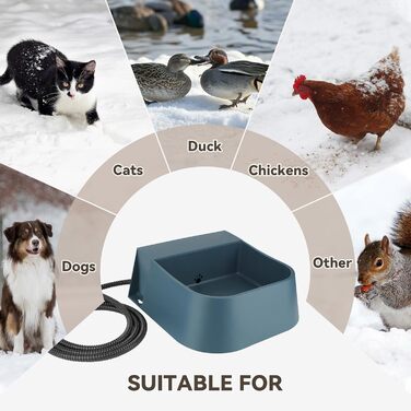 Автоматичний годівниця з підігрівом для тварин, 2L: розумна температура та контроль рівня води. Підходить для собак, котів, кроликів, курей.