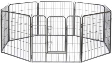 Клітка для цуценят та дрібних тварин Lionto, 80x80 см, розширювана, для дому та саду, з дверцятами та засувом, 8 елементів