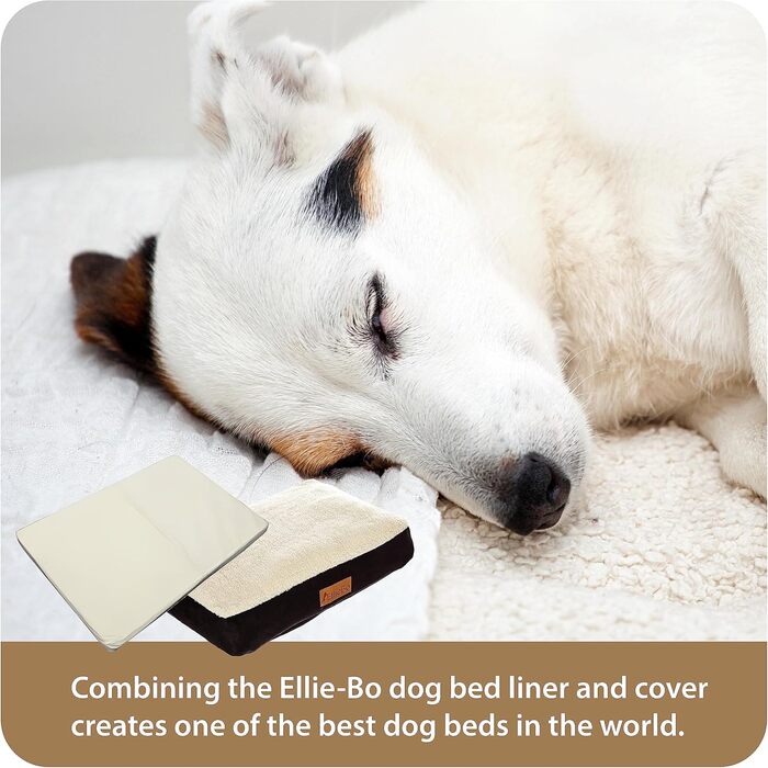 Ортопедична подушка для собак Ellie-Bo, віскоеластичний наповнювач, підкладка з штучного замшу, з овечкою, розмір L, 91,4 см, чорна [L87 x W57 x H6cm]