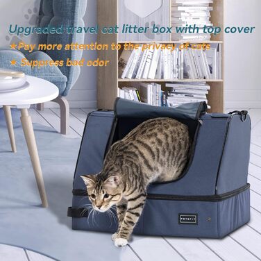 Портативний туалет для котів Petsfit - складаний, легкий, для подорожей, 44x33x34 см, блакитний