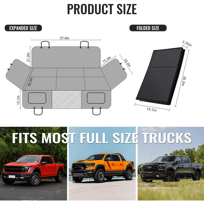 Подовжувач заднього сидіння для собак у вантажівки: LKW, F150, RAM1500, Silverado. Захисний чохол, гамак для собак. Міцний, для вантажних автомобілів