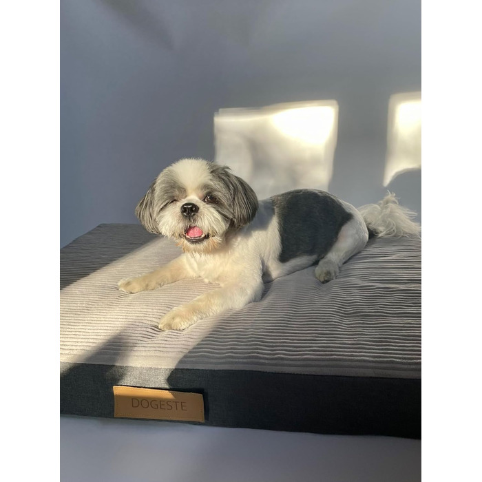 Ортопедичне велике ліжко для собак, подушка для собак, матрац для собак з пральною наволочкою, щадяще для суглобів, собаче ліжко/матрац з можливістю гравіювання імені (сірий, L 90 см x W 70 см x H 10 см)