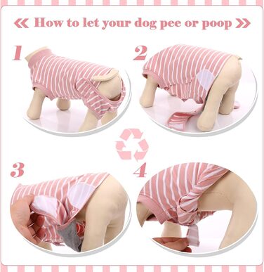 Одяг для собак після кастрації - Медичний боді для собак, альтернатива комірчику, для маленьких, середніх та великих собак, дихаючий, рожевий в смужку, розмір L