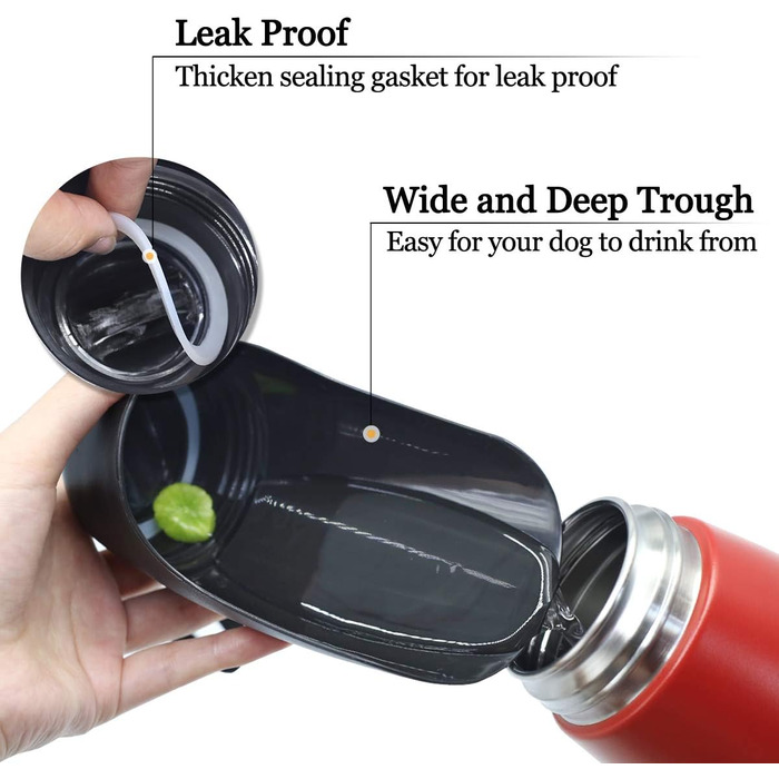 Фляга для води для собак VIVAGLORY Pawhike, 750 мл, нержавіюча сталь, портативна