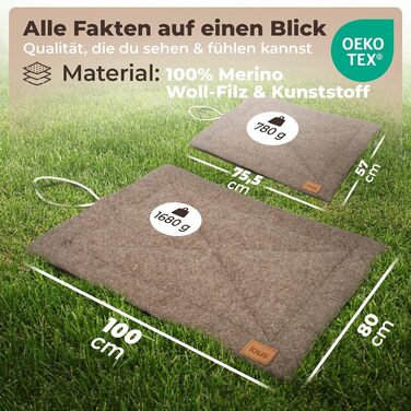 Водонепроникний килимок для собак, плед для пікніка - лежанка для собак, килимок для тварин для вулиці та дому (75x55x3 см) (Розмір L, приблизно: 100x80x3 см, Колір: коричневий фетр)