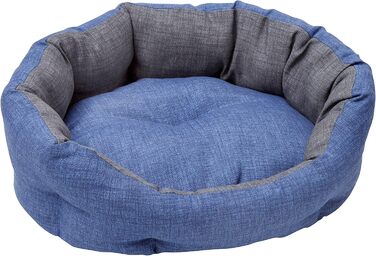 Кругле ліжко для собак та котів Baroni Home, розмір L, 50x65 см, м'яке, зручне, сіре та блакитне, для дому