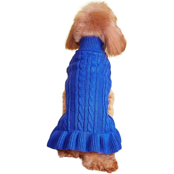 Теплий зручний пуловер для собак, розмір M, акрил, роговий комір, для собак маленьких та великих порід, 5,9–7,3 кг, темно-синій