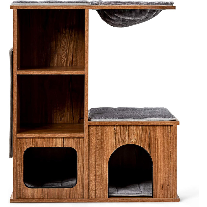 Клітка-кігтеточка для котів Costway з будиночком та килимками, дерев'яна, 69x39x80,5 см