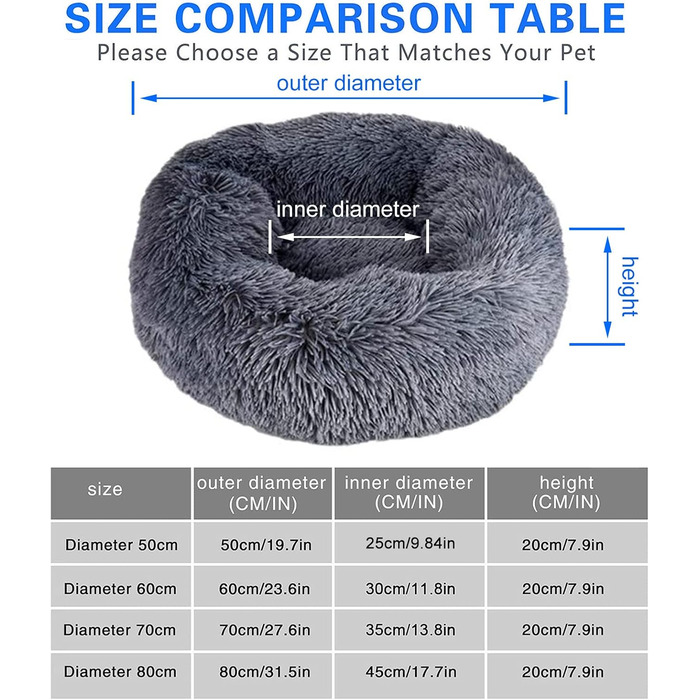 Квіткове ліжко для котів Queta: м'яке, зручне ліжко для котів та маленьких собак (50 см, сірий)