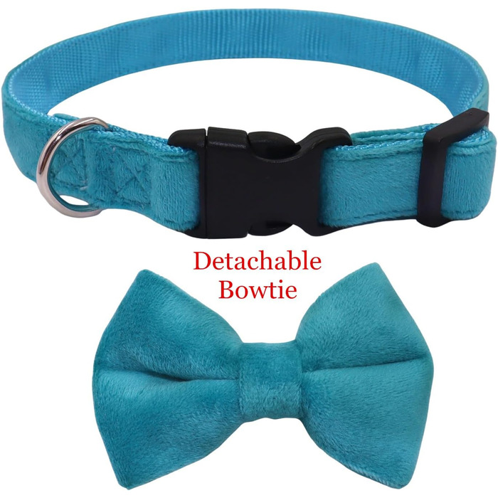 Нашийник для собак Vioett (L, Синій) з фіксуючою фігурою, м'який велюровий матеріал, для великих собак