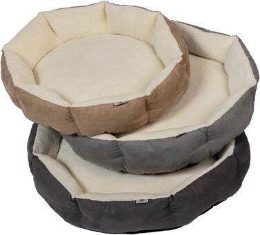 Дизайнерське ліжко для собак Danish Design Essentials, бежеве, розмір M, 62 x 60 x 16 см, м'яке ліжко з хутром, можна прати в пральній машині