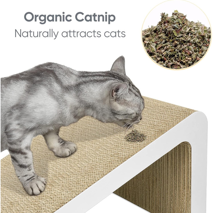 Furjoy Котячий Драпак Вертикальний 2-в-1, Драпак-Килимок, Лаунж, з Котячою М'ятою та Дзвіночком (50 x 24 x 20 см, 37 x 24 x 15 см)