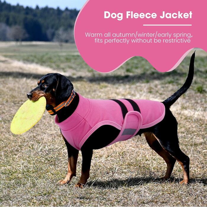 Флісовий одяг для собак Nanaki: теплий, зручний, регульований, для дрібних та середніх порід (Бігль, Бостон-Тер'єр), рожевий (Large)