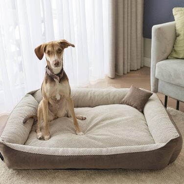 Ліжко для собак Teo 4L Textil - зручне та м'яке (100x80 см, Коричневий/Бежевий)