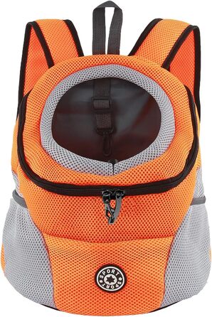 Шлейка-рюкзак для собак та котів, переноска для тварин, алюмінатор для дихання, водонепроникне дно, для подорожей та активного відпочинку (S, помаранчевий)