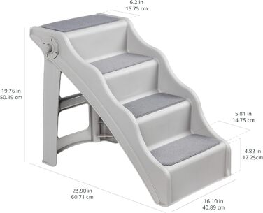 Складані сходи для собак і котів Amazon Basics, сірі, 60.7x40.9x50.2 см