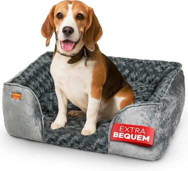 М'яке ліжко для собак – подушка, корзина, ліжко для великих собак, диван для собак, миється та не ковзає, наповнювач з PP-бавовни та подрібненого пінопласту, сірий колір, XL