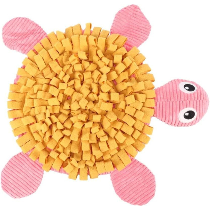 Килимок-іграшка для цуценят Flamingo Morgano Schildkröte: жовтий та бежевий, 38x39x6,5 см, з антиковзаючою основою, пищалкою та шурхотом, для наповнення ласощами