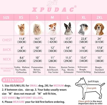Піжама для собак XPUDAC, фліс, теплий пуловер для маленьких та середніх собак, дівчаток та хлопчиків, м'яка зимова одежда для собак, розмір S, M (груди 15', 16.5'), рожевий леопардовий принт