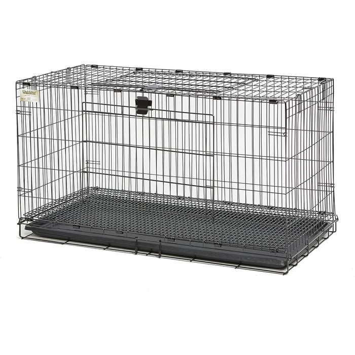 Клітка для кроликів MidWest Wabbitat, металева, 94×48×53 см, з пластиковим піддоном і сітчастою підлогою 1,3 см, чорна, складна
