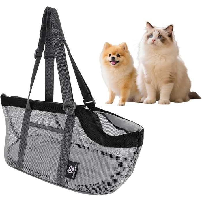 Транспортна сумка для котів та собак, з дихаючого матеріалу, складана, з плечовим ременем, велика місткість