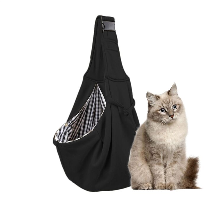 Чорна сумка-переноска для собак та котів, регульований ремінь, для подорожей та прогулянок