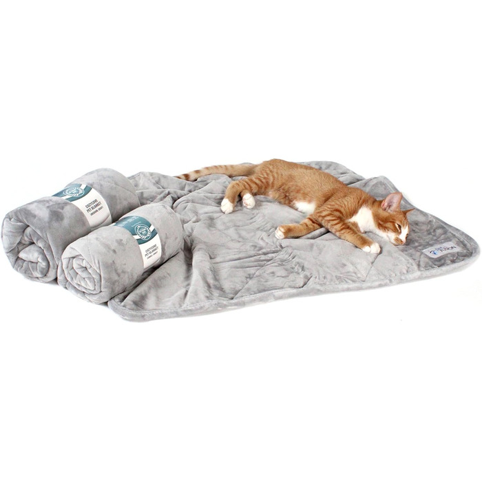 PetFusion Premium Plus стьобана ковдра для собак і котів, мікроплюш, 100% поліестер, сіра, легка, двостороння, розмір S (31 x 27 дюймів)
