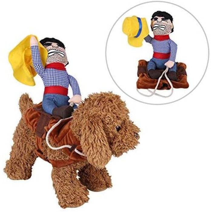 Костюм для собак: Веселий ковбой, костюм для коня, костюм для собак, костюм лицаря, з маскою та капелюхом для Хелловіну, косплей, вечірка (L)