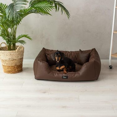 Ортопедичне ліжко для собак Eden, велике, без заповнювача - подушка для собак, килимок для собак з еко-шкіри + акрилового матеріалу, знімає біль, зносостійке, міцне (L, Коричневий)