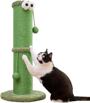 Котячий дряпач Nekosan 86,4 см для дому, з іграшкою та стовпчиком із сизалю 14 см, зелений, для великих котів та кошенят, захист меблів