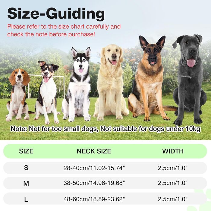 Світлодіодне нашийник для собак Leuchthalsband PcEoTllar, водонепроникний, 7 кольорів, регульований, для маленьких та великих собак, чорний (зелений, S)