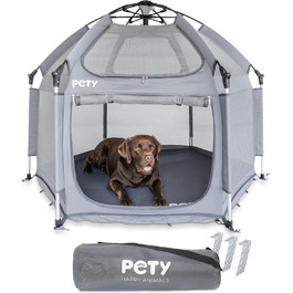 Клітка-переноска для собак Pety - 150 x 100 см, сіра. Переносне зоо-вольєр для відпочинку на природі та вдома. З сумкою та кілочками.
