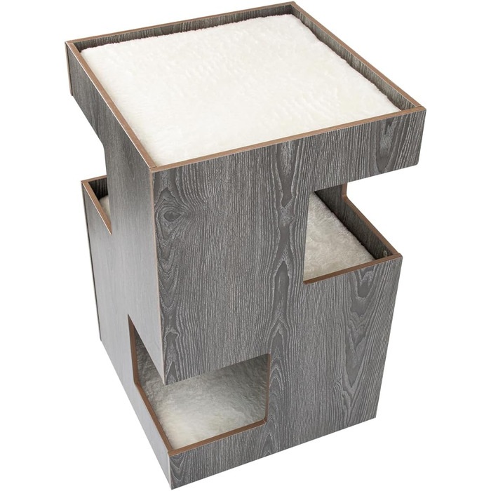 Преміум будиночок для котів з дерева, замок-вежа з лежаками, 50x50x80 см, антрацит