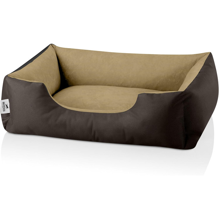 Лягушковий лежак для собак BedDog M - м'яке ліжко-корзина для маленьких собак, коричнево-бежевий, 70x55x18 см