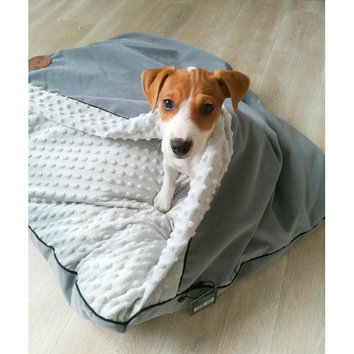 Крісло-ліжко для собак середніх та маленьких порід, м'яке ліжко для котів з капюшоном, неслизьке, пральне ліжко для домашніх тварин Lauren Design NEL (Сірий, M 80 x 60 см)