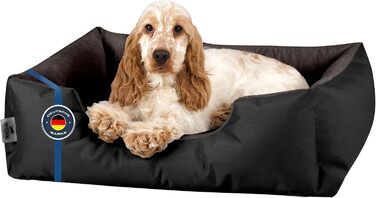 Лягушковий лежак для собак BedDog LUPI, чорно-коричневий, S, 50x35x17 см. Знімний, пральний чохол. Клітка-лежанка для маленьких собак.