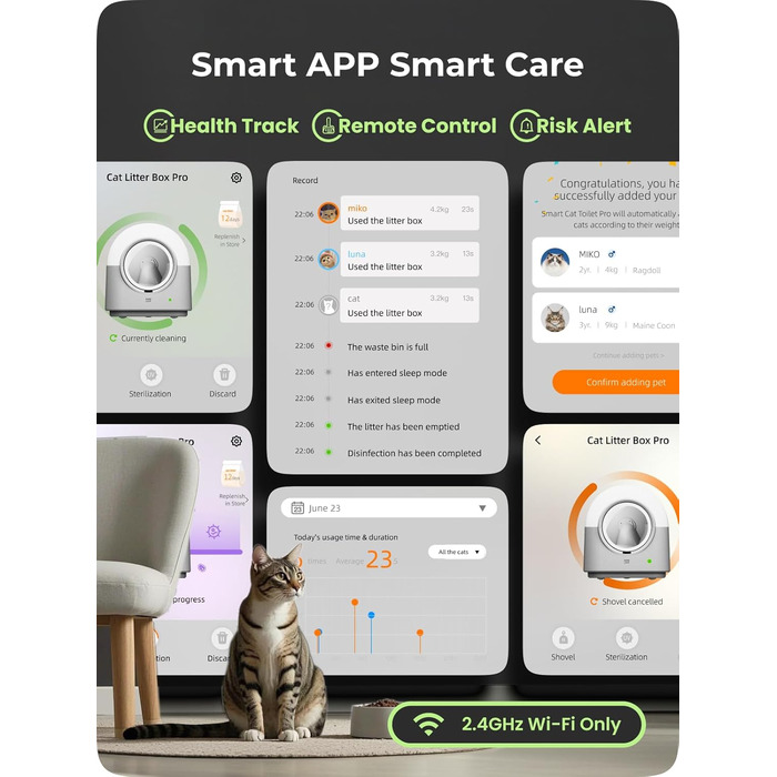 Автоматичний самоочисний лоток для котів TY-PRO, XXL, для 2+ котів, з APP-керуванням