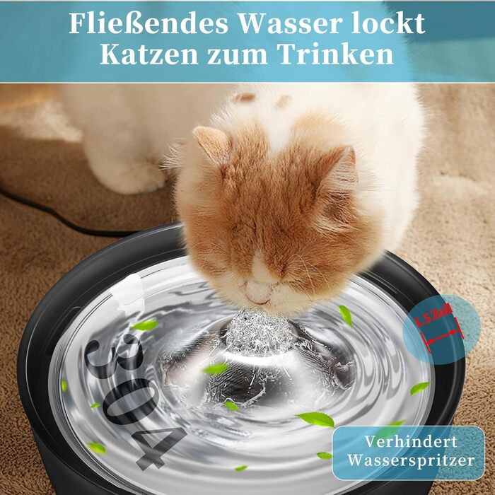 Автоматичний фонтанчик для котів Katzenbrunnen 3L з тихою помпою, фільтром та індикатором рівня води