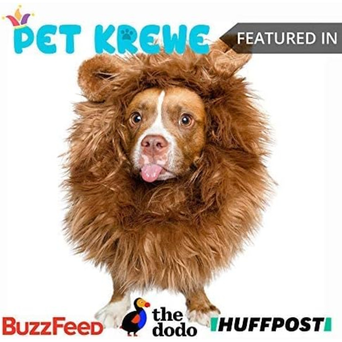 Грива для собак Pet Krewe - карнавальний костюм для великих собак, коричнева, 33-81,3 см