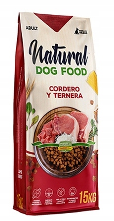 Корм для собак без курки Natural Dog Food, ягня та телятина, 15 кг