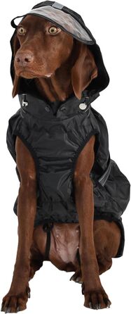 Водонепроникна куртка для собак OUOBOB з відбиваючими смугами, нагрудник H-подібної форми (D-кільце) та знімний капюшон з візором, ідеально підходить для середніх/великих собак [Неоновий зелений, розмір] Зелений (3XL, Чорний)