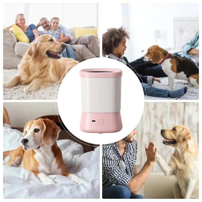 Автоматичний очисник лап для собак | Набір для миття лап тварин (Рожевий)