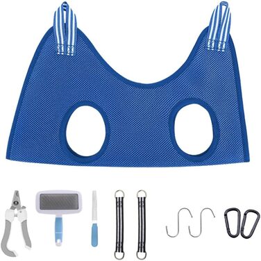 Набір для грумінгу собак DONGKER 10-в-1: гамак, щітка, триммер, пилка, гребінець. Зелений (M, Blue)