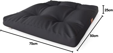 Подушка для собак Knuffelwuff Gatsby з оксфордської тканини, 75 x 50 см, чорна - неслизьке дно - легко чистити - для великих, середніх та маленьких собак, L 75 x 50 x 15 см
