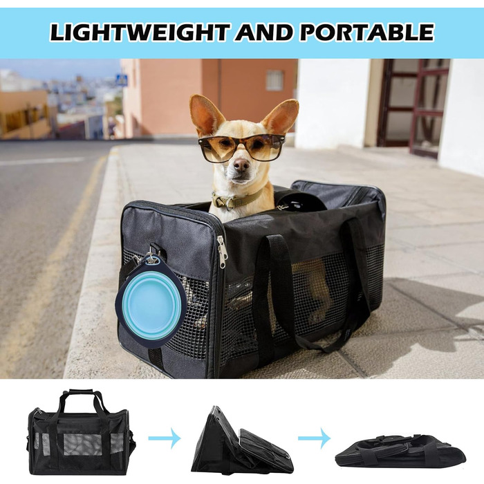 Транспортний бокс для котів та собак BYZESTY, складаний, з мискою, 42 x 27 x 28 см