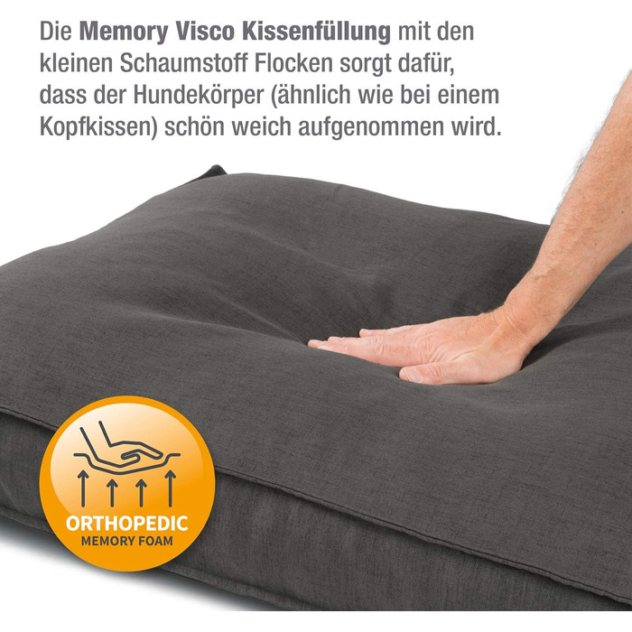 JAMAXX Преміум ортопедичне ліжко для собак з memory foam, водовідштовхувальний та знімний льняний чохол, м'яка в'язкоеластична подушка, розмір S 65x50 см